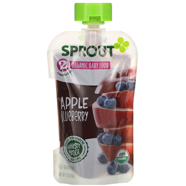 3 PACK OF Sprout Organic, Baby Food, 6 Months & Up, Apple Blueberry, 3.5 oz (99 g)