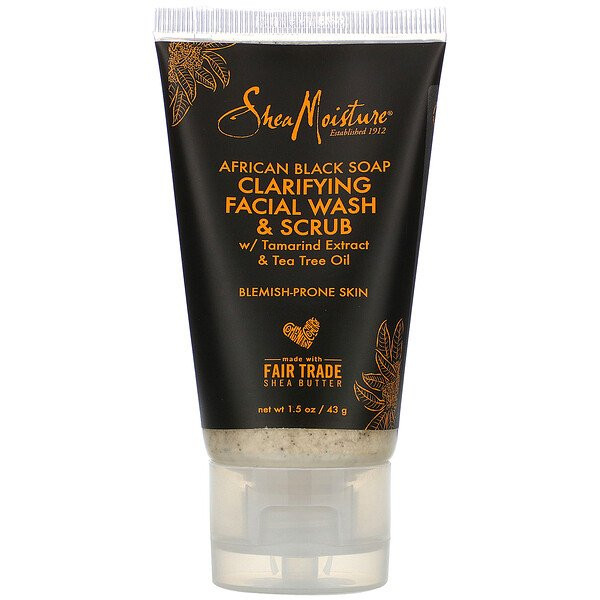 3 PACK OF SheaMoisture, African Black Soap, Clarifying Facial Wash & Scrub, 1.5 oz (43 g)