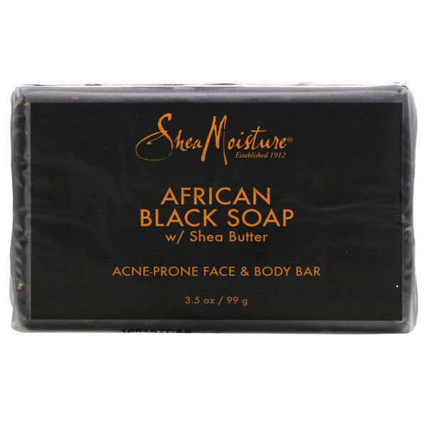 3 PACK OF SheaMoisture, Acne Prone Face & Body Bar,  African Black Soap with Shea Butter, 3.5 oz (99 g)