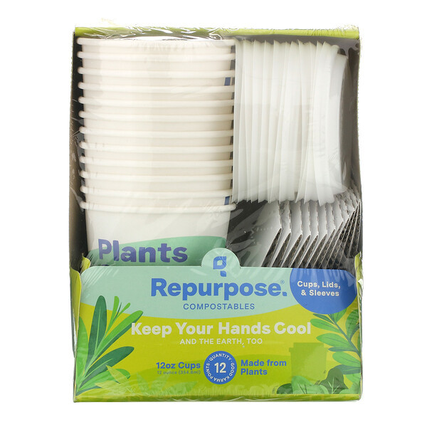 3 PACK OF Repurpose, 12 oz Cups with Lids + Sleeves, 12 Count