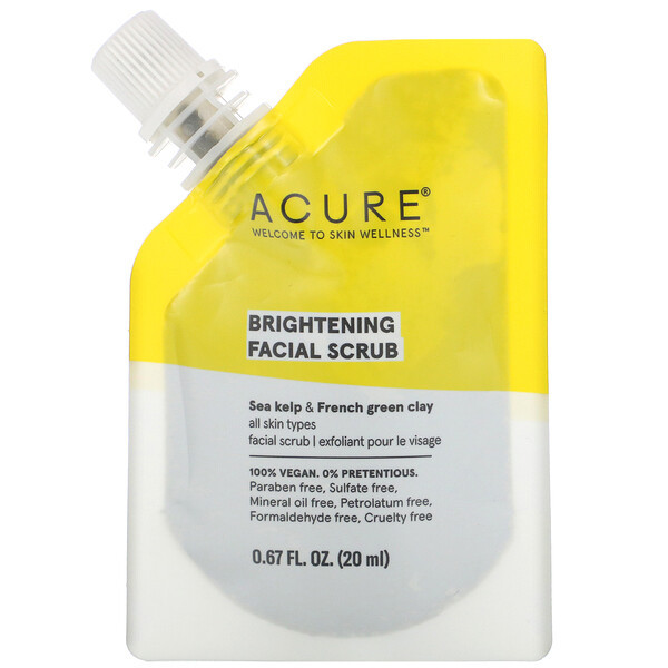 3 PACK OF Acure, Brightening Facial Scrub, 0.67 fl oz (20 ml)