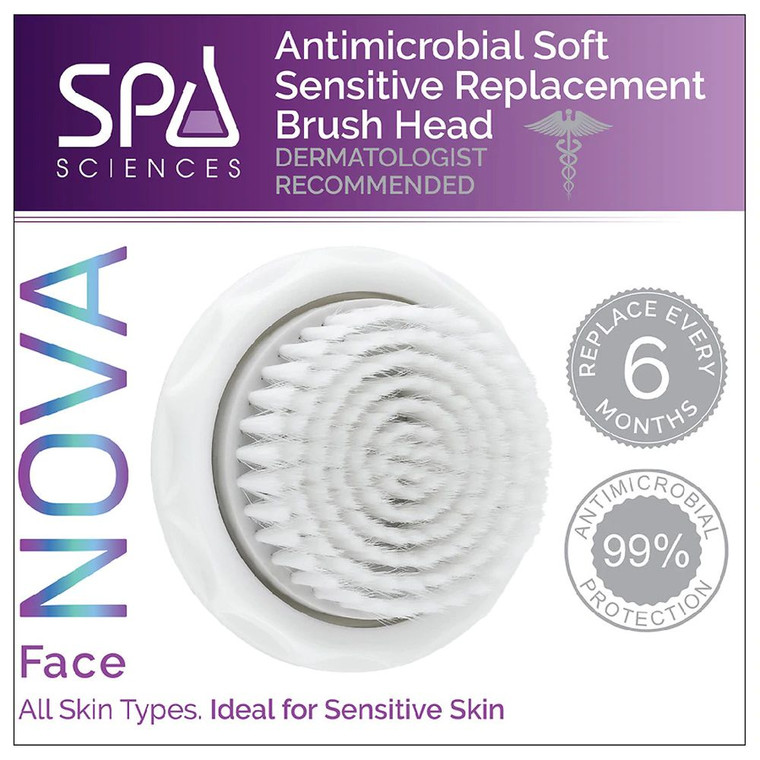 Spa Sciences NOVA Antimicrobial Soft Sensitive Replacement Brush Head -- 1 Brush Head