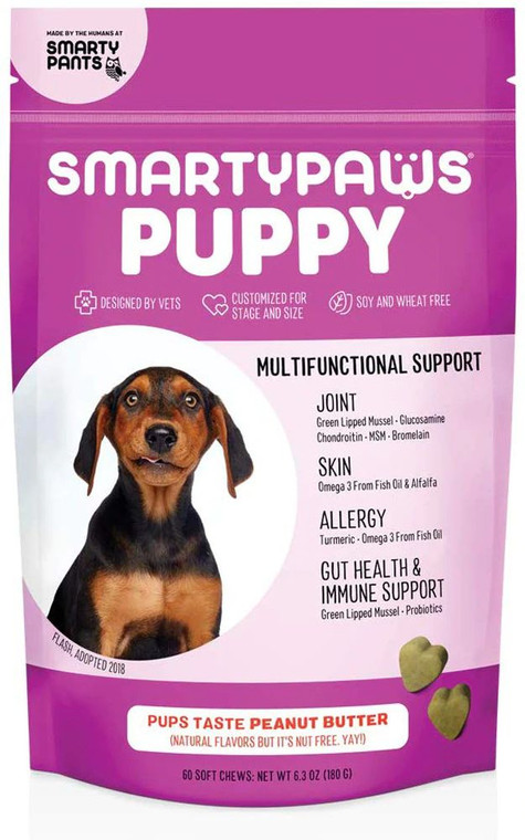 SmartyPants SmartyPaws Puppy Multifunctional Support Peanut Butter -- 60 Soft Chews