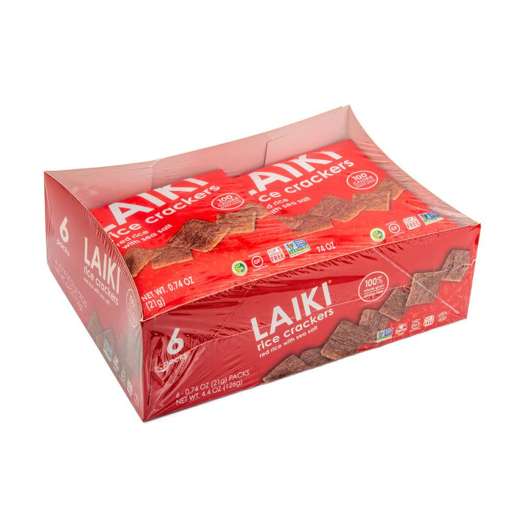 Laiki Rice Crackers Red Rice with Sea Salt -- 0.74 oz Each - Pack of 6