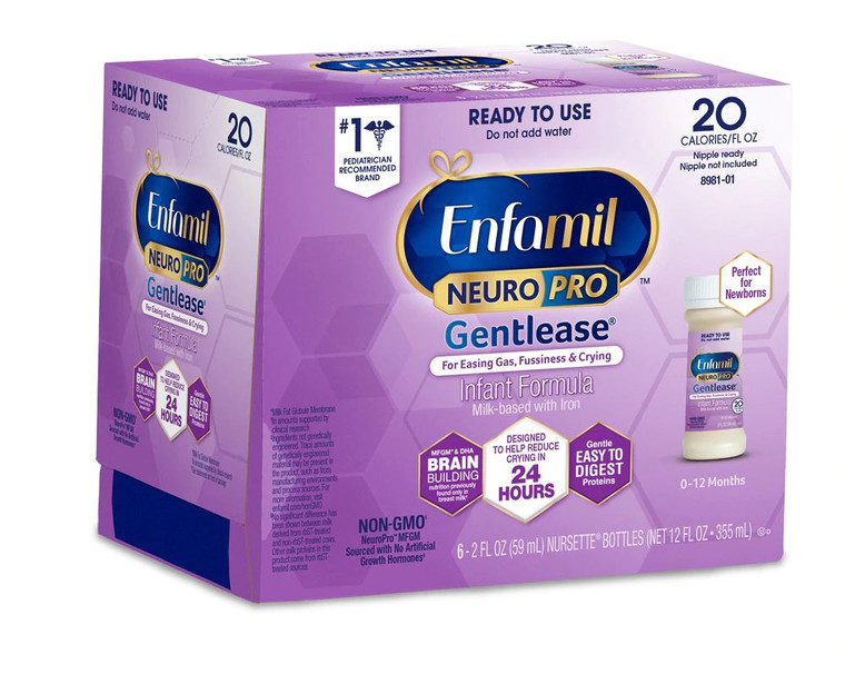 Enfamil NeuroPro Gentlease Infant Formula Ready-To-Use Bottles -- 2 fl oz Each - Pack of 6