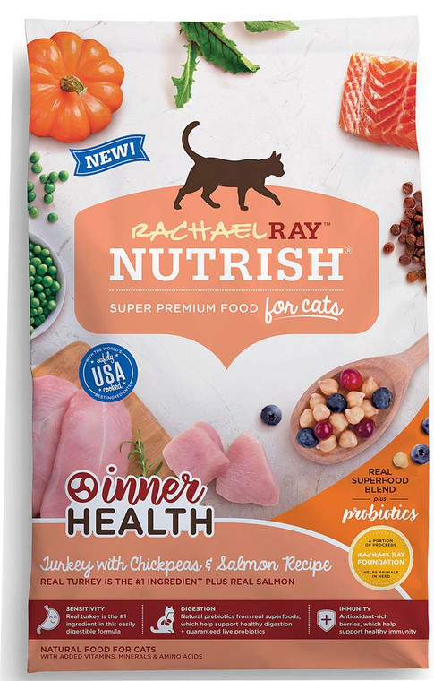 3 PACK OF Rachael Ray Nutrish Inner Health Super Premium Food For cats Turkey with Chickpeas & Salmon Recipe -- 3 lb