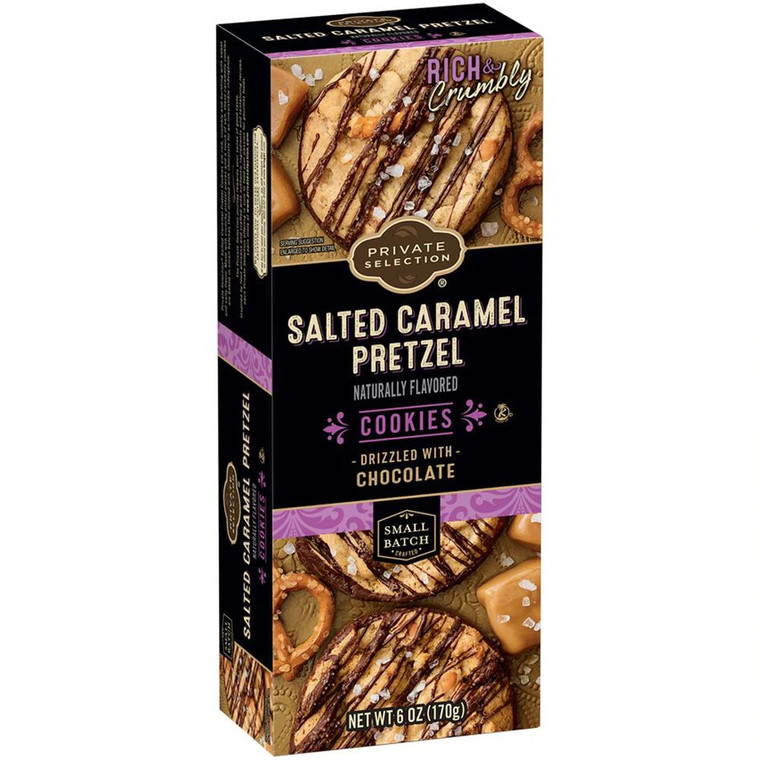 3 PACK OF Private Selection Salted Caramel Pretzel Cookies -- 6 oz