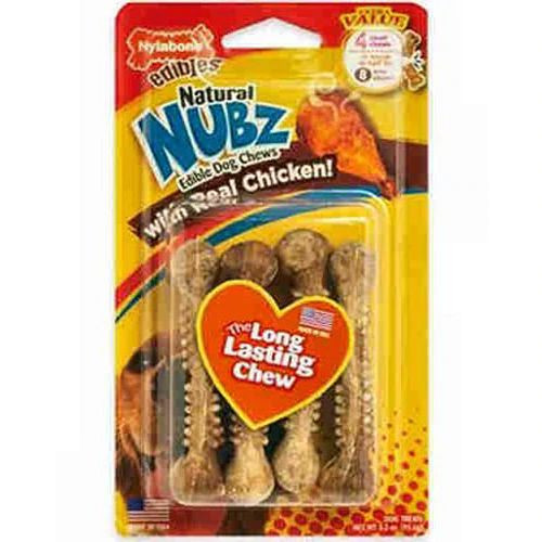3 PACK of Nylabone Natural Nubz Edible Dog Chews Small Chicken -- 4 Dog Treats