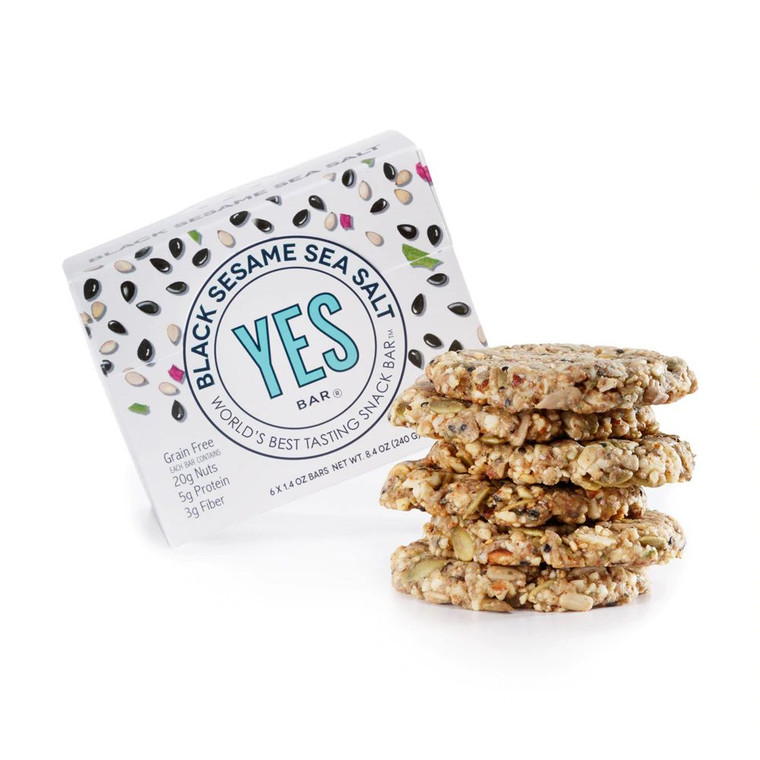 The YES Bar Vegan Gluten Free Real Food Low Sugar Paleo Snack Bar Black Sesame Sea Salt -- 6 Bars