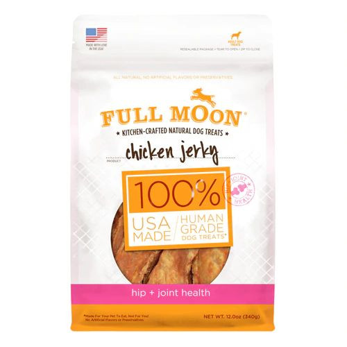 Full Moon Kitchen Crafted Natural Dog Treats Chicken Jerkey -- 12 oz