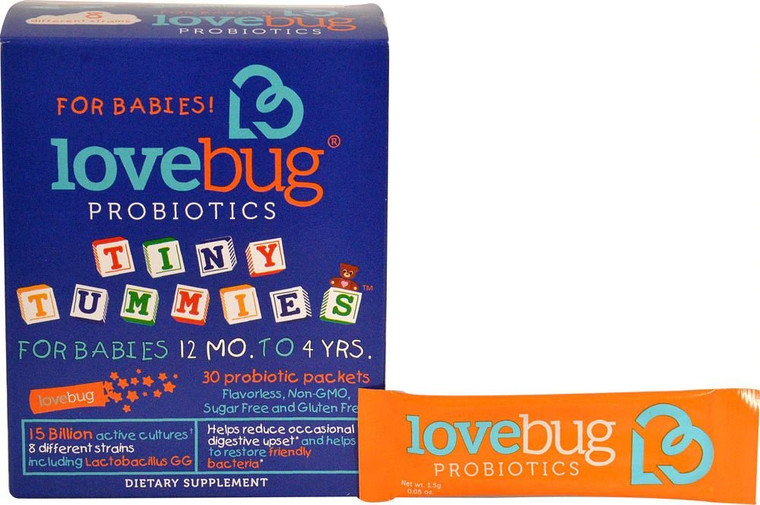 LoveBug Probiotics Tiny Tummies For Babies 12 Mo to 4 Yrs -- 30 Packets