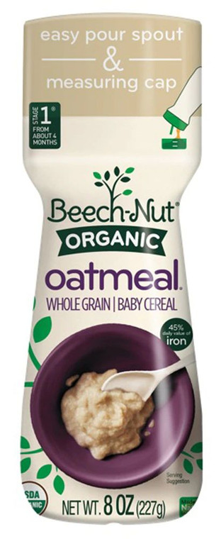 Beech-Nut Organic Baby Cereal Oatmeal -- 8 oz