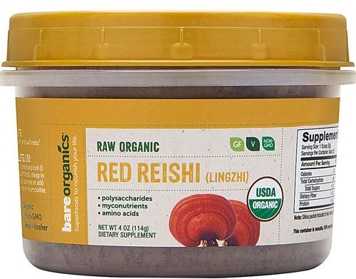 BareOrganics Mushroom Powder - Red Reishi - Lingzhi -- 4 oz