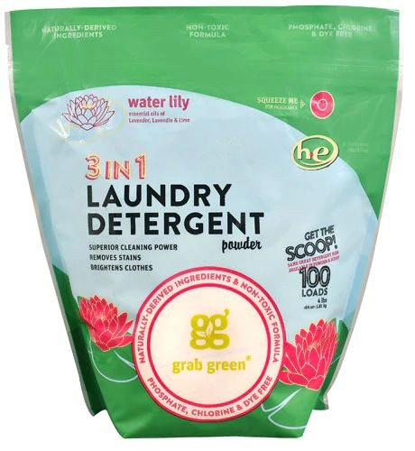 GrabGreen 3-in-1 Laundry Detergent Water Lily -- 100 Loads