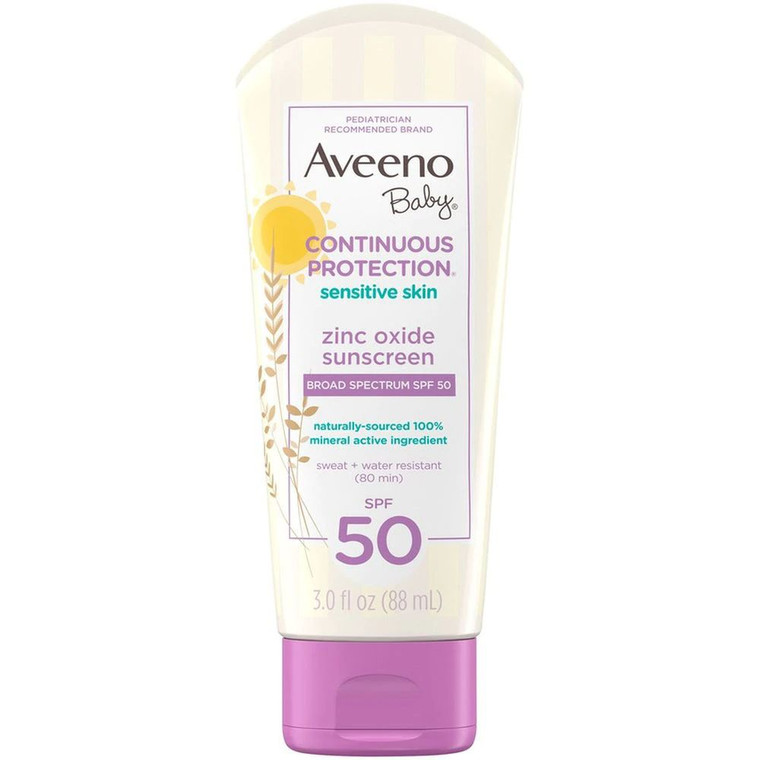 Aveeno Baby Continuous Protection Sensitive Skin Zinc Oxide Sunscreen SPF 50 -- 3 fl oz