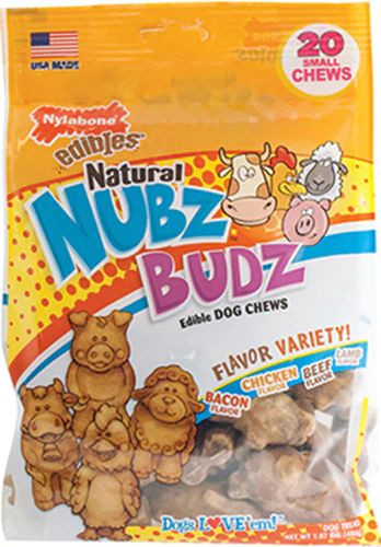 Nylabone Natural Nubz Budz Edible Dog Chews Small Flavor Variety -- 12 Dog Treats
