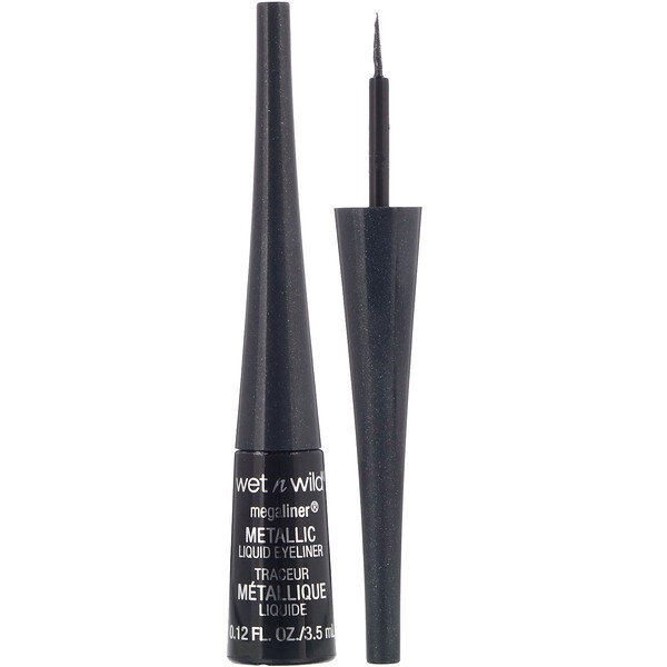 3 PACK of Wet n Wild, MegaLiner Metallic Liquid Eyeliner, Cosmic Black, 0.12 fl oz (3.5 ml)