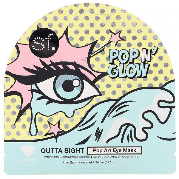 3 PACK of SFGlow, POP n' Glow, Outta Sight, Pop Art Eye Mask, 1 Eye Mask, 0.27 oz (8 ml)