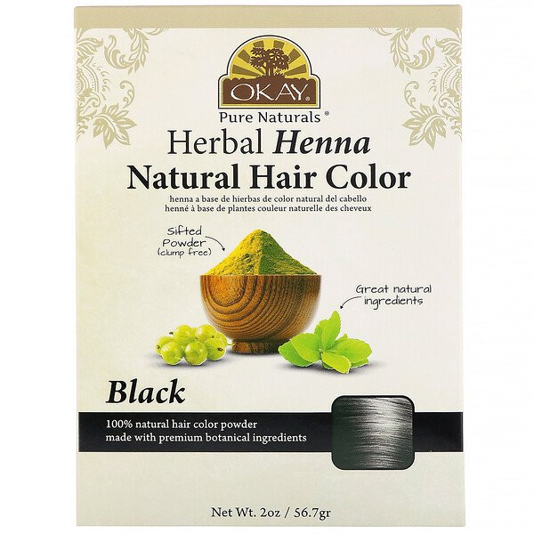 3 PACK of Okay, Herbal Henna Natural Hair Color, Black, 2 oz (56.7 g)