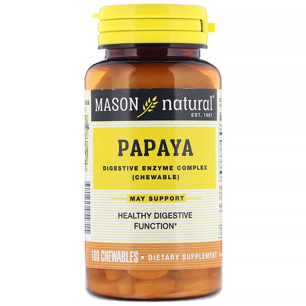 3 PACK of Mason Natural, Papaya, Digestive Enzyme Complex, 100 Chewables