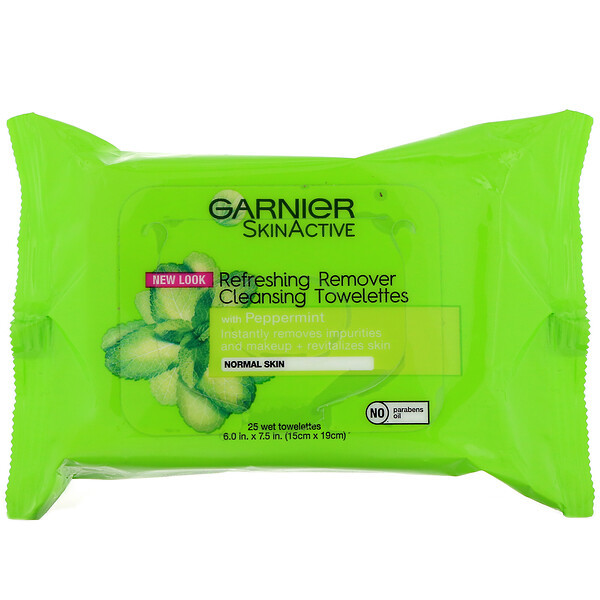 3 PACK of Garnier, SkinActive, Refreshing Remover Cleansing Towelettes, 25 Wet Towelettes