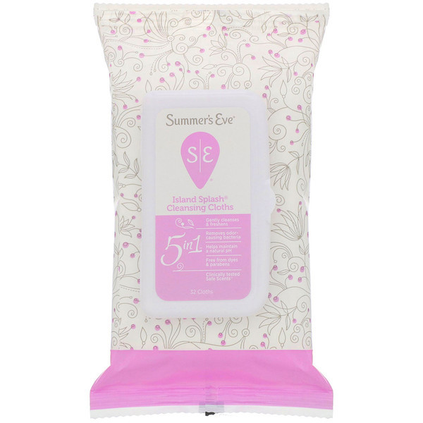 3 PACK of Summers Eve, 5 in 1 Cleansing Cloths, Island Splash, 32 Cloths