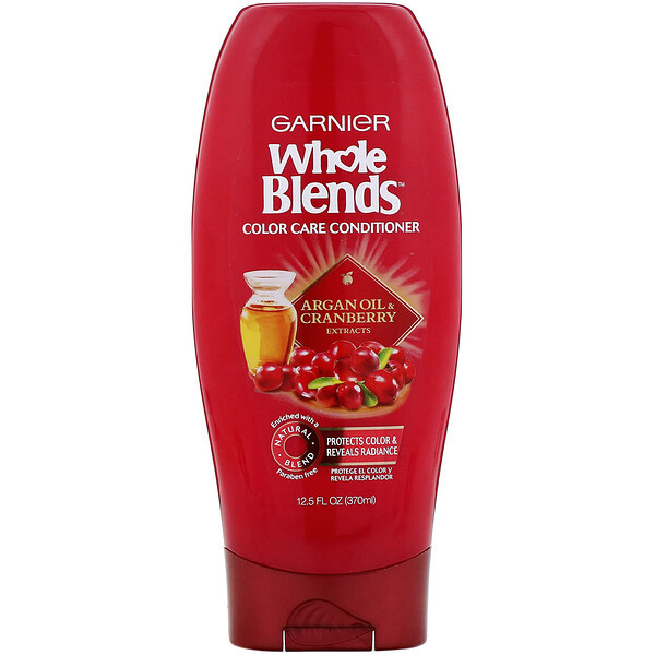 3 PACK of Garnier, Whole Blends, Argan Oil & Cranberry Color Care Conditioner, 12.5 oz (370 ml)