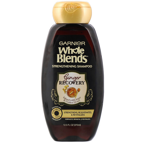 3 PACK of Garnier, Whole Blends, Strengthening Shampoo, Ginger Recovery, 12.5 fl oz (370 ml)