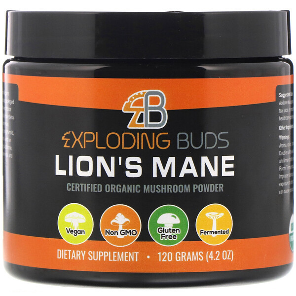 Exploding Buds, Lions Mane, Certified Organic Mushroom Powder, 4.2 oz (120 g)