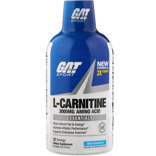 GAT, Liquid L-Carnitine, Blue Raspberry, 3000 mg, 16 oz (473 ml)