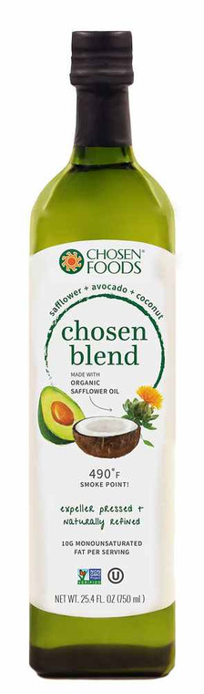 3 PACK of Chosen Foods Chosen Blend Oil Safflower Avocado Coconut -- 25.4 fl oz