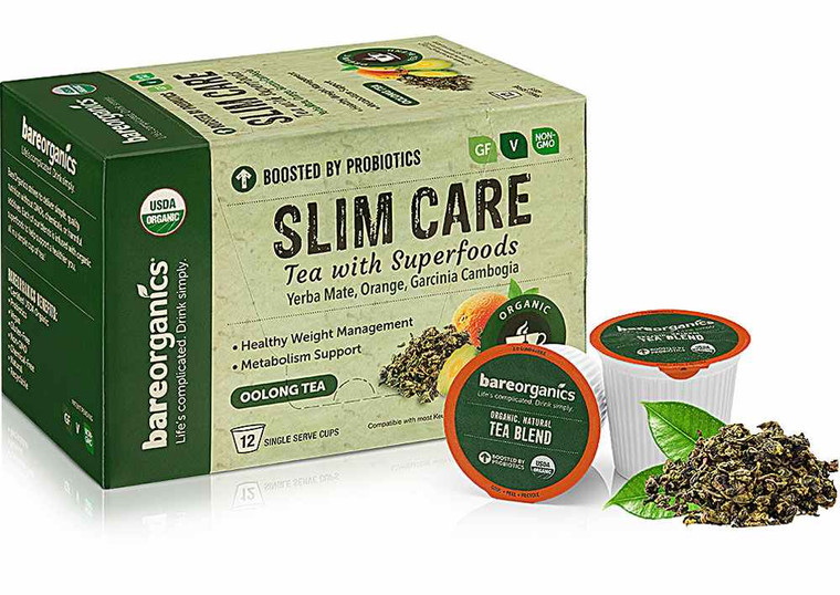 3 PACK of BareOrganics Slim Care Superfood Tea - Oolong Tea -- 12 K-Cups