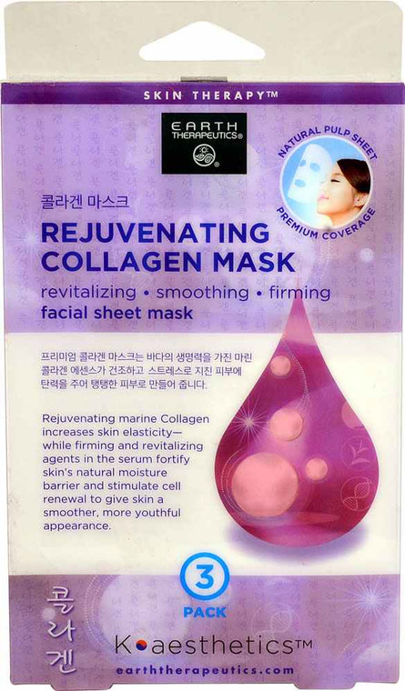 3 PACK of Earth Health-promotings K-aesthetics Facial Sheet Mask Rejuvenating Collagen Mask -- 3 Masks