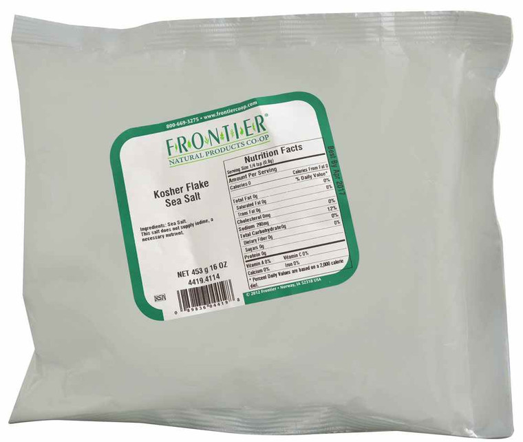3 PACK of Frontier Natural Products Kosher Flake Sea Salt -- 16 oz