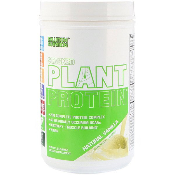 EVLution Nutrition, Stacked Plant Protein, Natural Vanilla, 1.5 lb (680 g)