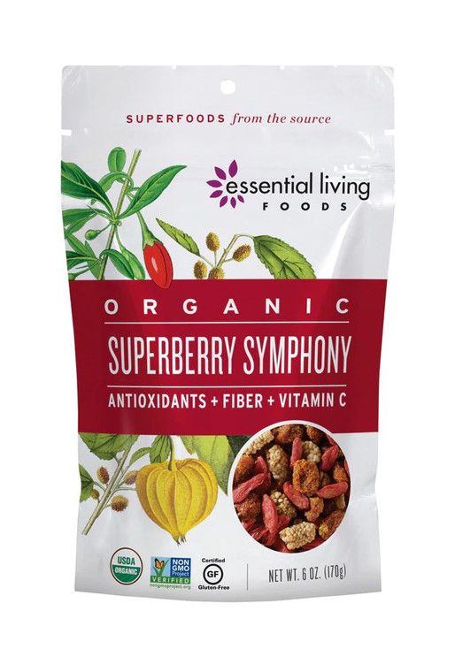 3 PACK of Essential Living Foods Organic Superberry Symphony Trail Mix -- 6 oz