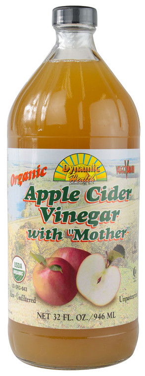 3 PACK of Dynamic Health Organic Raw Apple Cider Vinegar with Mother -- 32 fl oz