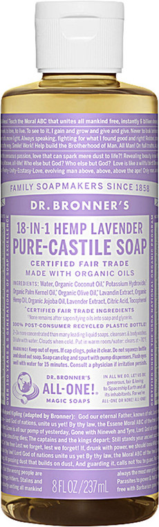 3 PACK of Dr. Bronners Pure Castile Liquid Soap Lavender -- 8 fl oz