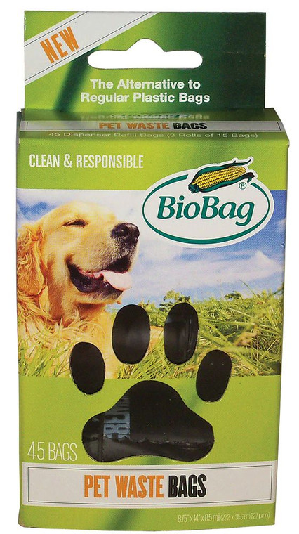 3 PACK of Biobag Pet Waste Bags On A Roll -- 45 Bags