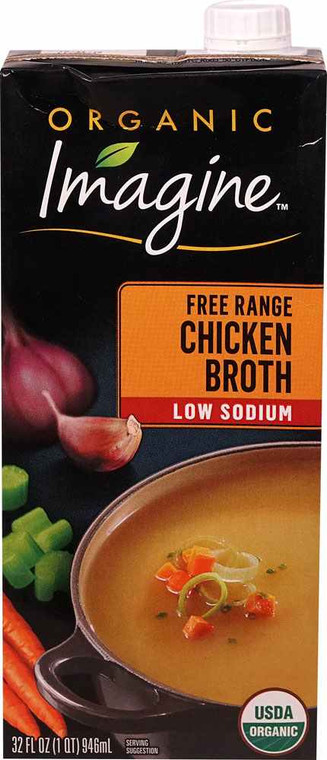 3 PACK of Imagine Foods Organic Low Sodium Free Range Chicken Broth -- 32 fl oz