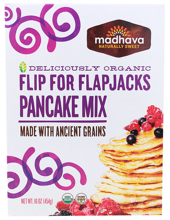 3 PACK of Madhava Organic Pancake Mix Flip For Flapjacks -- 16 oz