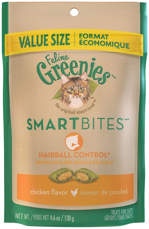 3 PACK of Greenies Feline Smartbites Hairball Control Treats Chicken -- 4.6 oz