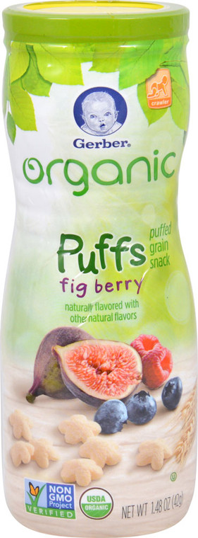 3 PACK of Gerber, Organic Puffs, Fig Berry, 1.48 oz (42 g)