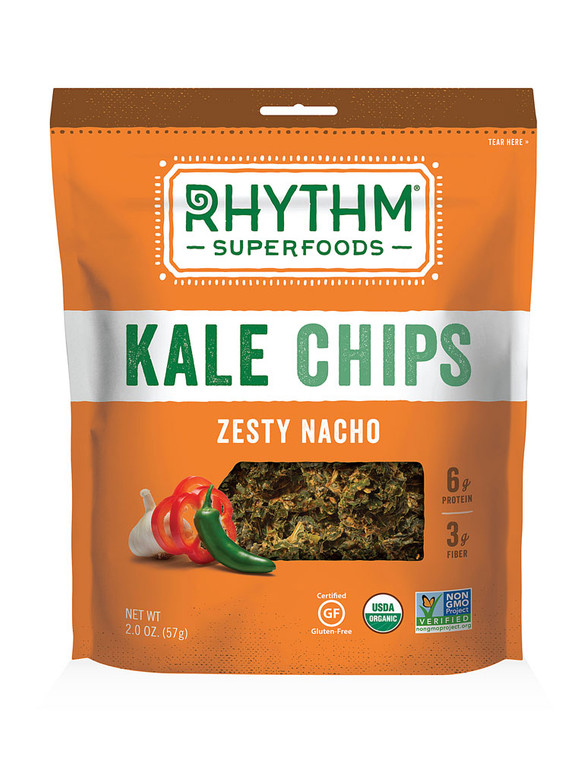 3 PACK of Rhythm Superfoods Kale Chips Zesty Nacho -- 2 oz