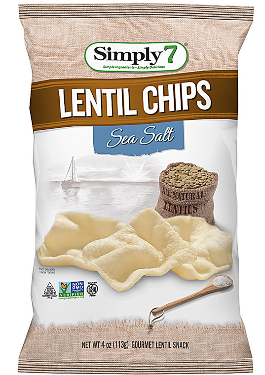 3 PACK of Simply 7 Lentil Chips Gluten Free Sea Salt -- 4 oz