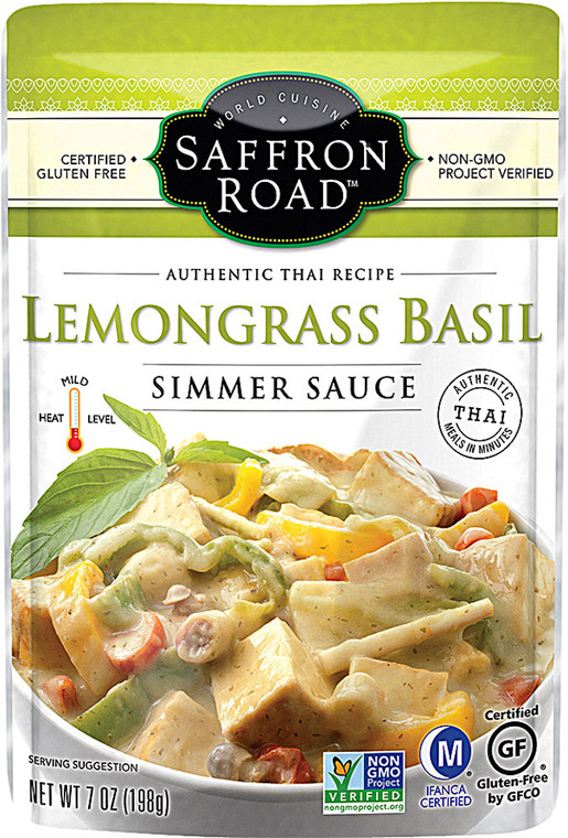 3 PACK of Saffron Road Gluten Free Simmer Sauce Lemongrass Basil -- 7 oz