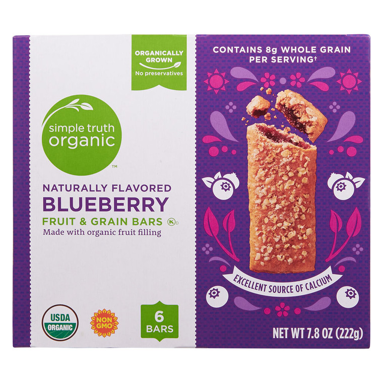 3 PACK of Simple Truth Organic Fruit & Grain Bars Blueberry -- 6 Bars