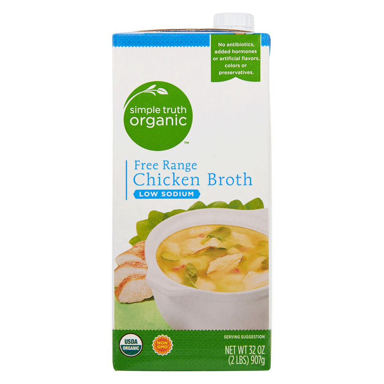 3 PACK of Simple Truth Organic Free Range Chicken Broth Low Sodium -- 32 fl oz