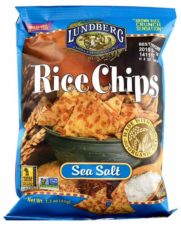 3 PACK of Lundberg Rice Chips Sea Salt -- 1.5 oz