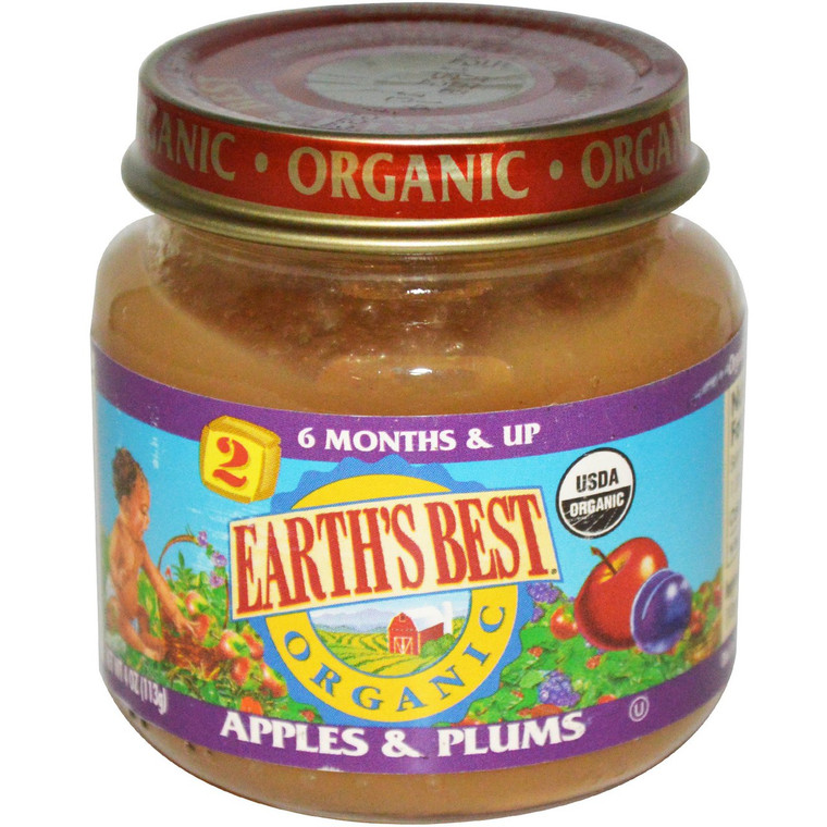 3 PACK of Earths Best Organic Baby Food Stage 2 Apples and Plums -- 4 oz